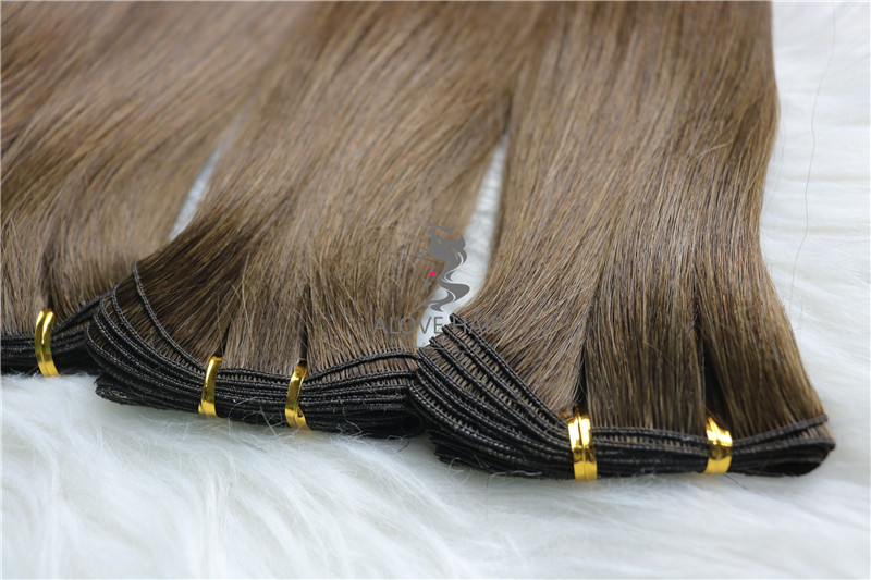 Hand sewn weft hair extensions cuticle hair weave Alove Hair